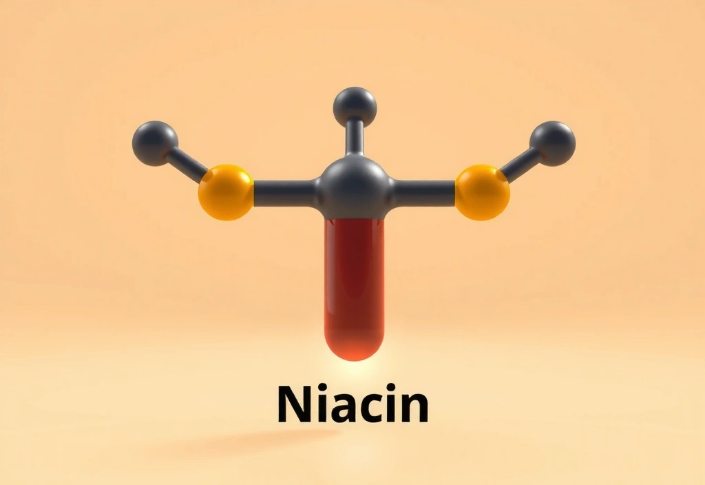 Representación molecular de la Niacina (B3).