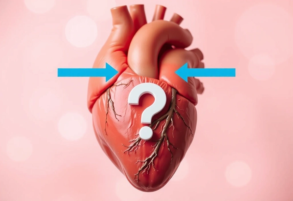 Corazón humano estilizado con un signo de interrogación, representando mitos sobre salud cardíaca